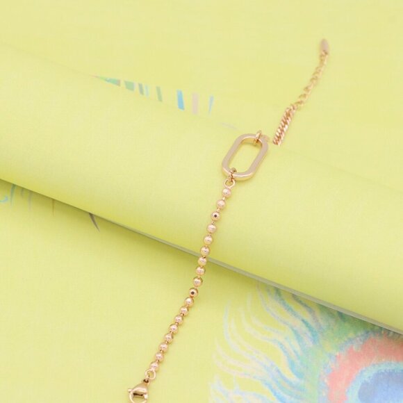 "Rose Gold Chain Bracelet with Oval Link Center, Elegant Finish, XPBL0996 - Picture 2 of 12